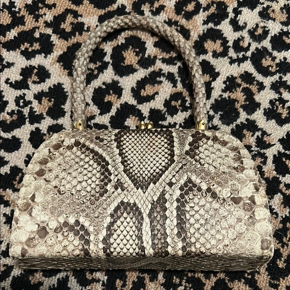 Vintage 1968 Elegant Snakeskin Small Evening Handbag Hong Kong